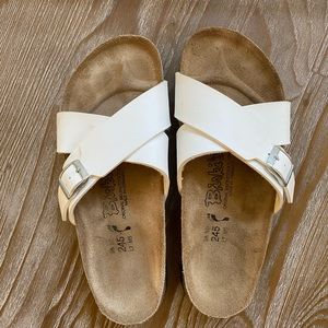 White Birkenstock’s Siena big buckle slide sandal